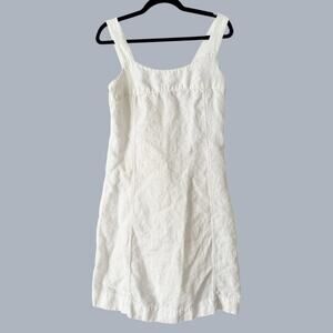 J. Jill 100% Linen White Overall Dress Women’s Size 6